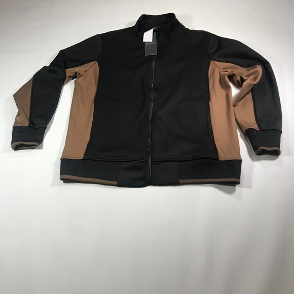 NWT Truth By Republic Mens Track Jacket MN00060M Size Medium Black/Coffee - Picture 2 of 11